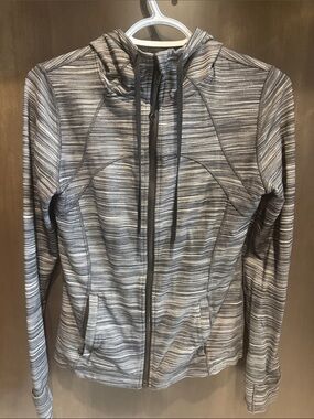 lululemon athletica Gray Striped Hooded Zip-Up Jacket